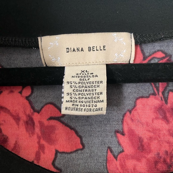 Diane Belle Off The Shoulder Red Floral Print Sleeve Top - Picture 4 of 5